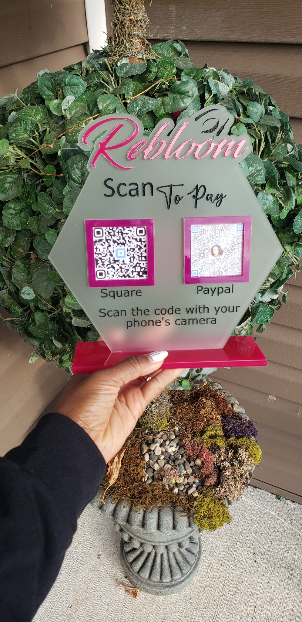 Custom Hexagon Acrylic QR Sign / Scan to Pay Sign 