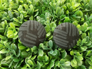 Black Patches- Handmade Fabric Button Earrings