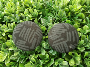Black Patches- Handmade Fabric Button Earrings